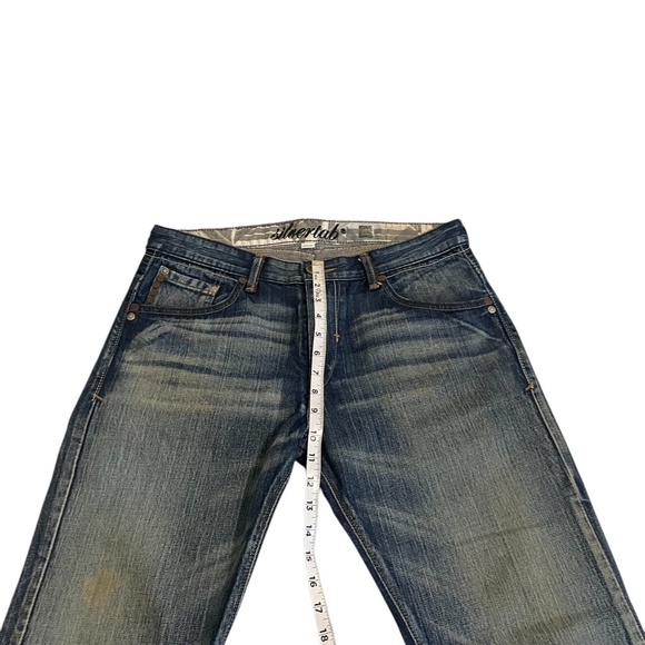 Vintage Levi’s SilverT ab Slim Boot Men's Jeans Blue Leather Trim Studded 34x32 - Picture 7 of 10